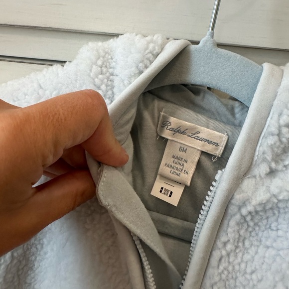 Ralph Lauren Bear-Ear Teddy Fleece Bunting Suit - Picture 4 of 5